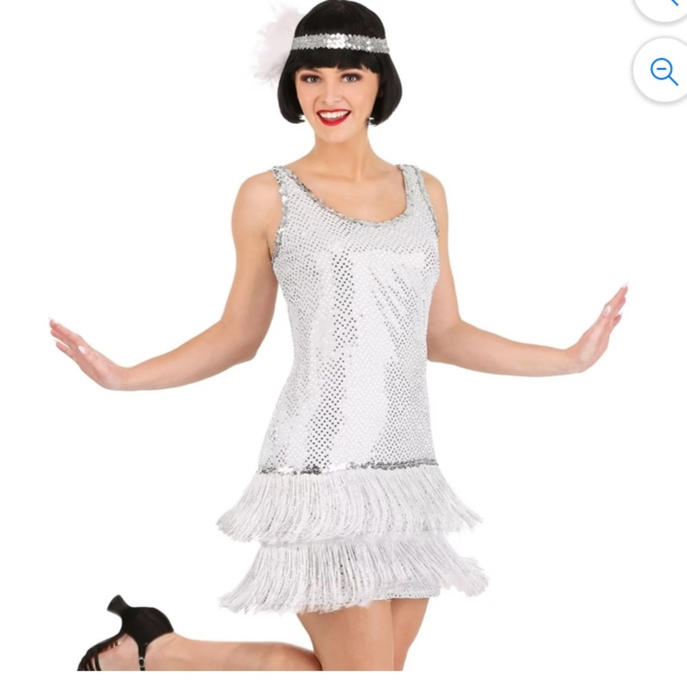 Silver Flapper Dress/ Costume, Size Med